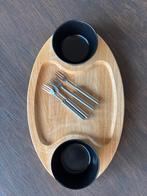Houten borrelplank met vorkjes en bakjes, Ophalen of Verzenden, Gebruikt