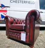 Chesterfield fauteuil oxblood red leer, Ophalen, Gebruikt, 75 tot 100 cm, Leer