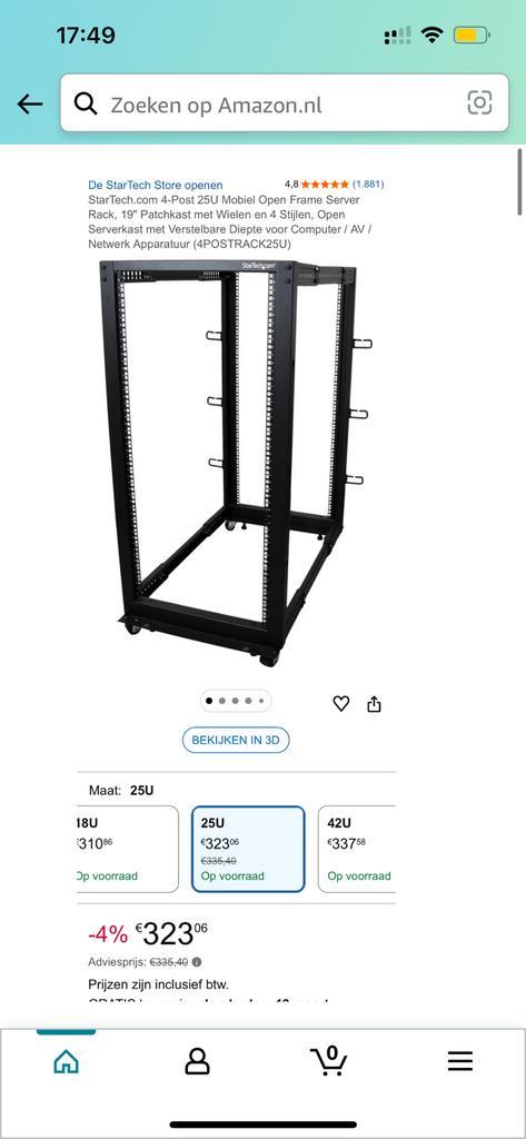 StarTech 25HE Open Frame Server Rack, Computers en Software, Serverkasten, Ophalen