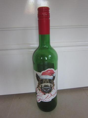 kerst leuke ludieke fles met een jacht wild zwijn everzwijn beschikbaar voor biedingen