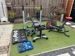 Halterbank, set & Airbike - Complete Fitness Set, Sport en Fitness, Fitnessapparatuur, Ophalen, Benen, Gebruikt, Airbike