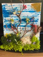 Handgemaakt kunstwerk met boom en mos, Antiek en Kunst, Ophalen of Verzenden