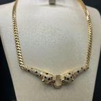 14 karaat gouden ketting collier panter model, Ophalen of Verzenden, Zo goed als nieuw, Goud
