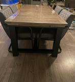 Houten eettafel met uitschuifbare delen, Ophalen, Gebruikt, 100 tot 150 cm, Vijf personen of meer