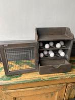 eierkastje eierrekje 20 eieren landelijk brocant hout grijs, Antiek en Kunst, Curiosa en Brocante, Ophalen of Verzenden