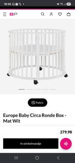 Europe Baby witte ronde box op wieltjes, verstelbare bodem, Ophalen, Gebruikt, Rond, In hoogte verstelbaar