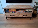 Houten TV-kastje met lades, Gebruikt, 100 tot 150 cm, Ophalen of Verzenden, Metaal