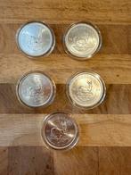 5x Zilveren Krugerrand 2022 – 1 oz puur zilver. In capsule, Ophalen of Verzenden, Overige waardes, Goud