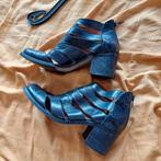 Cleo zomerschoenen pumps sandalen met hak maat 38 zwart leer, Ophalen of Verzenden, Zo goed als nieuw, Zwart