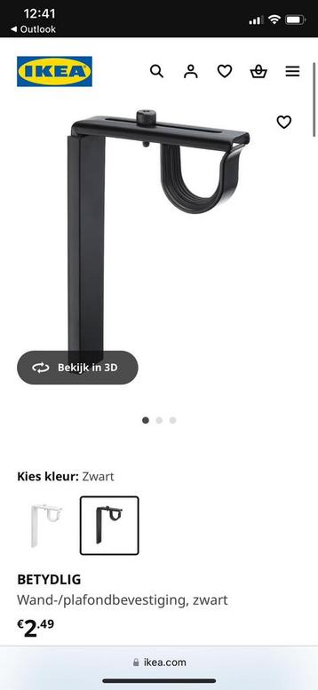 Ikea BETYDLIG Wand-/plafondbevestiging, zwart , 2 stuks beschikbaar voor biedingen