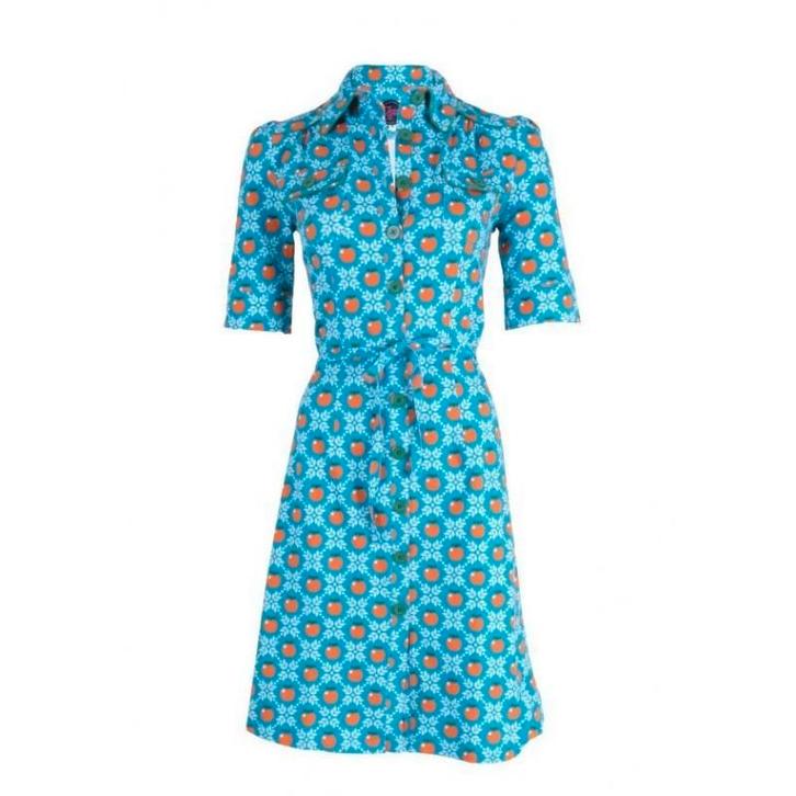 Nieuwe Tante Betsy Jurk Apple Grain Petrol - Maat S, Kleding | Dames, Jurken, Nieuw, Maat 36 (S), Overige kleuren, Knielengte