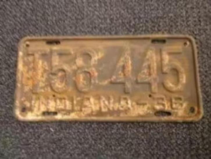 Kentekenplaat licenseplate Indiana 1938 no. 2 USA, Verzamelen, Automerken, Motoren en Formule 1, Gebruikt, Auto's, Verzenden