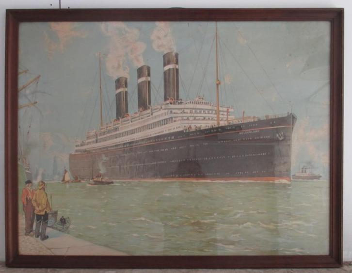 originele litho van de Belgenland Red Star Line Cassiers, Verzamelen, Scheepvaart, Gebruikt, Kaart, Foto of Prent, Motorboot, Ophalen