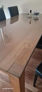 Eettafel met 6 stoelen, Ophalen, Gebruikt, 100 tot 150 cm, Glas