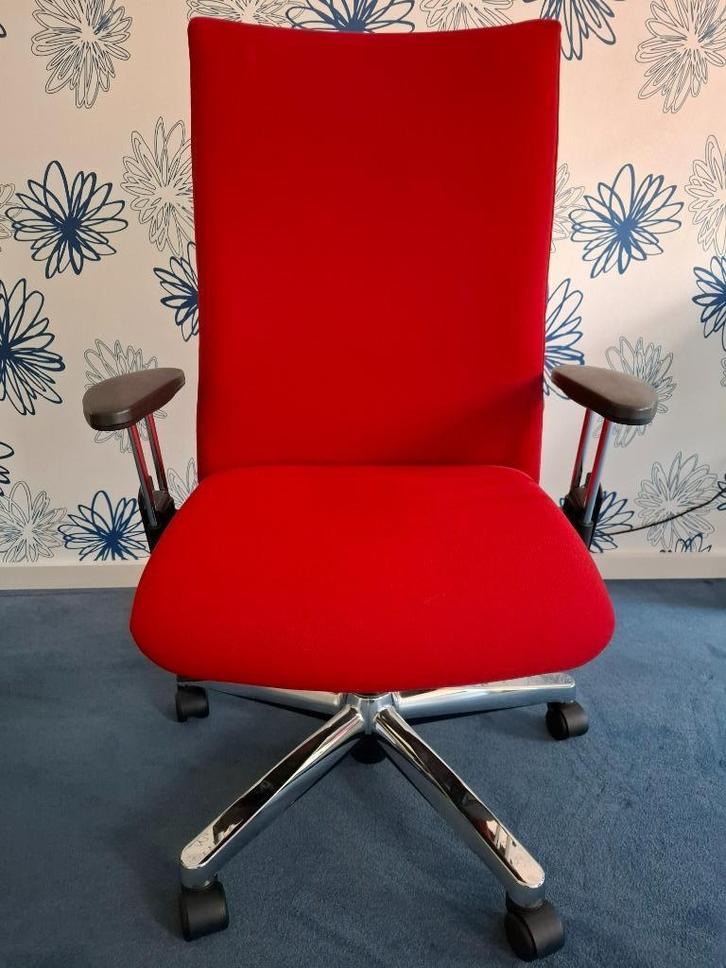 Bureaustoel rood instelbaar op 3 punten (1 of 2 stuks), Huis en Inrichting, Bureaustoelen, Gebruikt, Bureaustoel, Rood, Ophalen of Verzenden