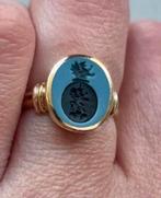 Zegelring goud (14 karaat) met familiewapen, Sieraden, Tassen en Uiterlijk, Verzenden, Dame of Heer, Met edelsteen, Goud