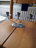 Stijlvolle kandelaar met drie armen zilver /chroom, Ophalen of Verzenden, Koper of Brons