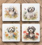 Tibetaanse Terriër Aquarel onderzetters met houder, Ophalen of Verzenden, Nieuw, Glas of Kopje