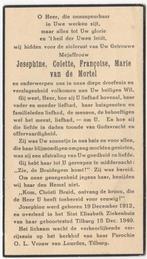 Josephine C.F.M. vd Mortel 1912 Tilburg + 1940 Tilburg, 28 j, Verzenden, Bidprentje
