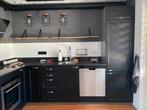 Keuken zwart inclusief apparatuur, Huis en Inrichting, Ophalen, Gebruikt, Graniet of Steen, Hoekkeuken