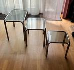 Vintage jaren 70 nesting tables, Huis en Inrichting, Tafels | Bijzettafels, Ophalen, Minder dan 55 cm, Gebruikt, Glas
