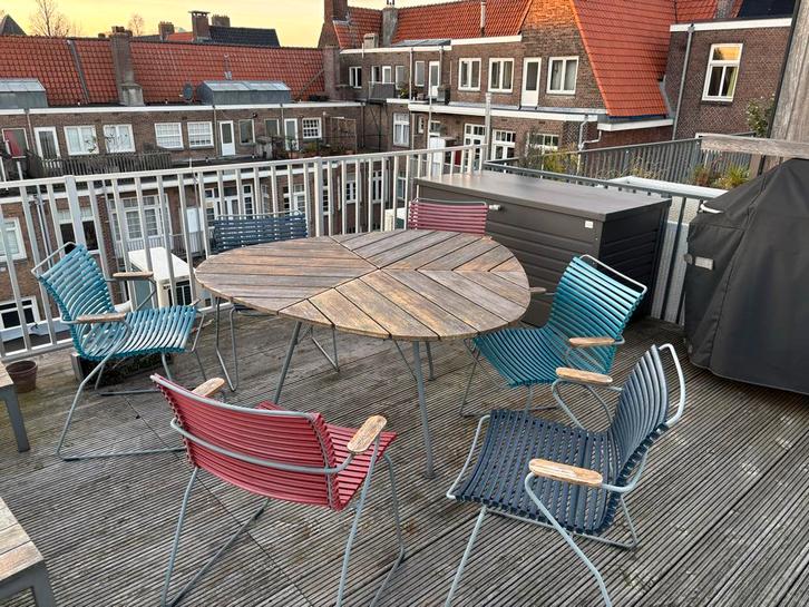 Hout Tuinset - Tafel + 6 Stoelen, Tuin en Terras, Tuinsets en Loungesets, Gebruikt, Tuinset, Hout, 6 zitplaatsen, Eettafel, Ophalen
