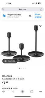 IKEA FULLTALIG Kandelaar Set - Zwart Metaal, Ophalen, Zwart, Zo goed als nieuw, Metaal