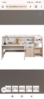 Halfhoogslaper Tempo - Eiken/Wit - 90x200 + Kast, Ophalen, Zo goed als nieuw, Halfhoogslaper