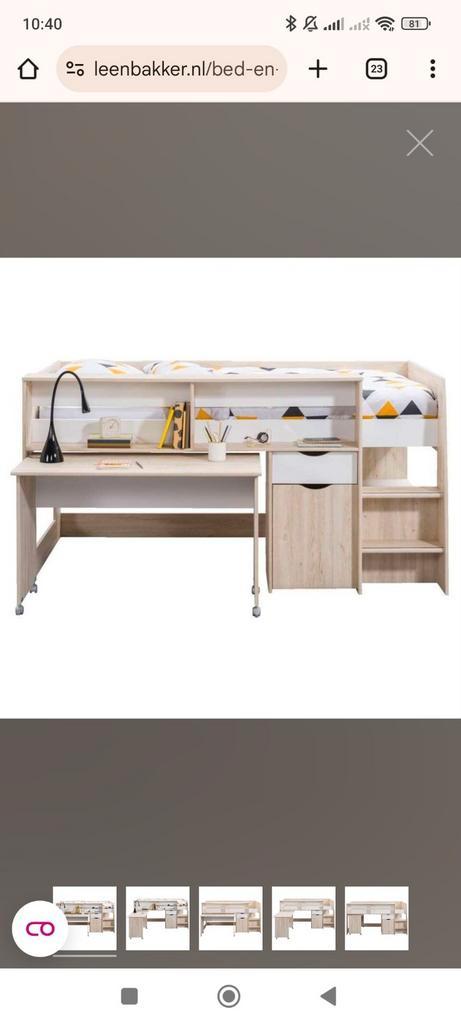 Halfhoogslaper Tempo - Eiken/Wit - 90x200 + Kast, Kinderen en Baby's, Kinderkamer | Stapelbedden en Hoogslapers, Zo goed als nieuw