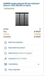 Houten Jaloezieën 2x Gamma 80x180cm Matzwart, Huis en Inrichting, Stoffering | Gordijnen en Lamellen, Ophalen, Zwart, 50 tot 100 cm