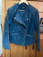 Nieuw suede leren jasje biker jas blauw excellent M 38, Maat 38/40 (M), Blauw, Nieuw, Ophalen of Verzenden