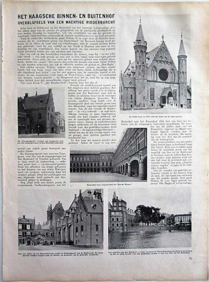 Het Haagsche Binnenhof en Buitenhof - artikel 1935 Den Haag, Verzamelen, Tijdschriften, Kranten en Knipsels, Krant, 1920 tot 1940