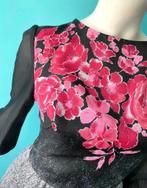 Vintage originele jaren 70 lange jurk zwart/grijs/roze mt 36, Kleding | Dames, Jurken, Verzenden, Zwart, Vintage, Maat 36 (S)