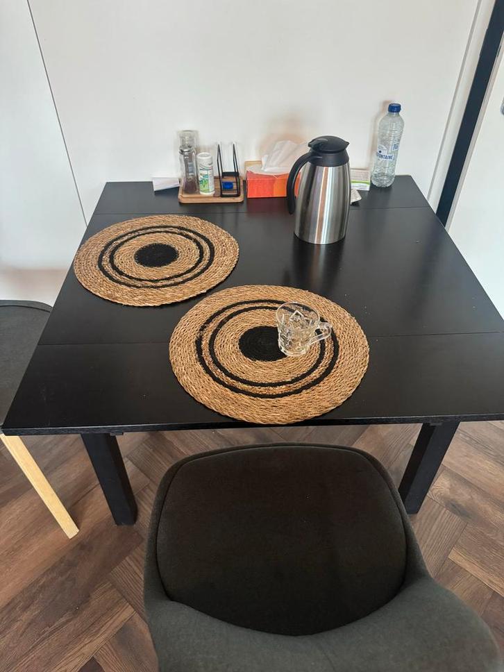 Uitschuifbare eettafel + stoelen, Huis en Inrichting, Tafels | Eettafels, Gebruikt, 50 tot 100 cm, Vier personen, Rechthoekig