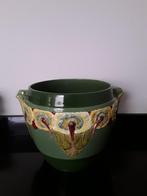 Antieke grote Art Nouveau bloempot met bloemrand, Ophalen of Verzenden