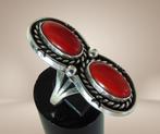 Schitterende NAVAJO vintage zilver grote KORAAL ring M17!, Sieraden, Tassen en Uiterlijk, Ringen, Verzenden, Ssiesvintagesieraden@gmail.com