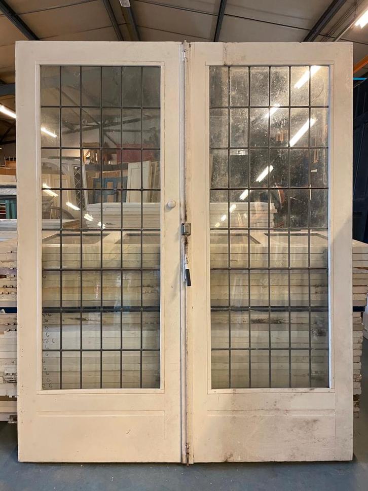 Set glas in lood schuif / en-suite deuren 209x167cm., Antiek en Kunst, Curiosa en Brocante, Ophalen