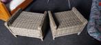 Voetenbankjes , rotan, grijze kussens, Garden Impressions, Tuin en Terras, Ophalen, Zo goed als nieuw, Rotan