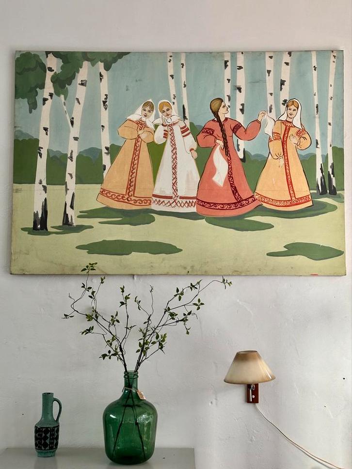 Vintage Oost-Europees schilderij 123cm x 180cm, Antiek en Kunst, Kunst | Schilderijen | Klassiek, Ophalen