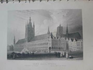 026 / Stadhuis Yperen - Ypres in België houtgravure uit 1835 beschikbaar voor biedingen