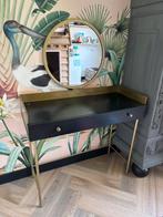 Zwart / gouden stevige kaptafel met spiegel, Huis en Inrichting, Ophalen, Gebruikt, 100 tot 150 cm, 50 tot 100 cm