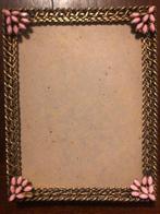 Vintage Gouden Fotolijst met Roze Accenten, Ophalen of Verzenden, Gebruikt, Metaal of Aluminium, Minder dan 50 cm
