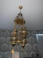 2 Oosterse hanglampen goudkleurig, Ophalen, Nieuw, Glas, Oosters