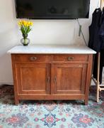 Antiek Dressoir met Marmeren Blad, Huis en Inrichting, Kasten | Dressoirs, Ophalen, Gebruikt, 100 tot 150 cm, Eikenhout