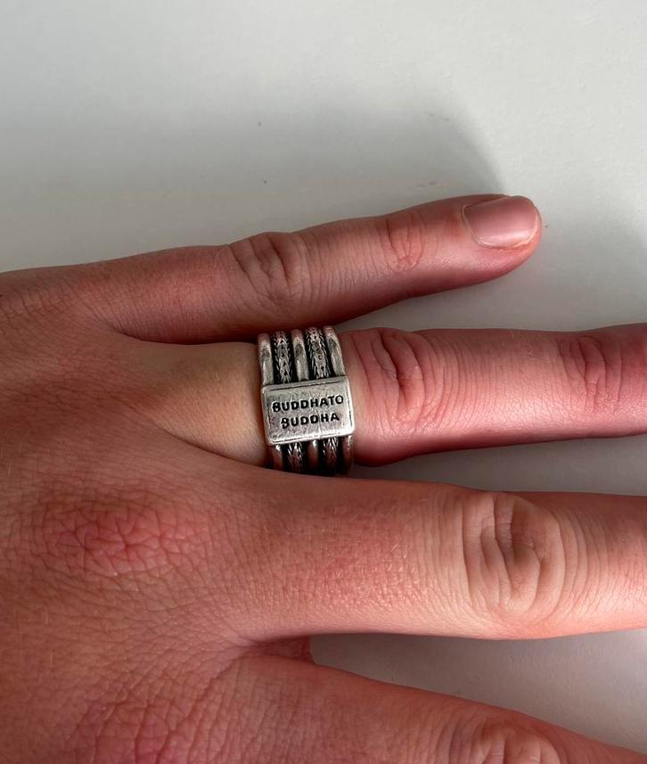 Buddha to Buddha heren ring - collectersitem, Sieraden, Tassen en Uiterlijk, Armbanden, Gebruikt, Zilver, Zilver, Verzenden