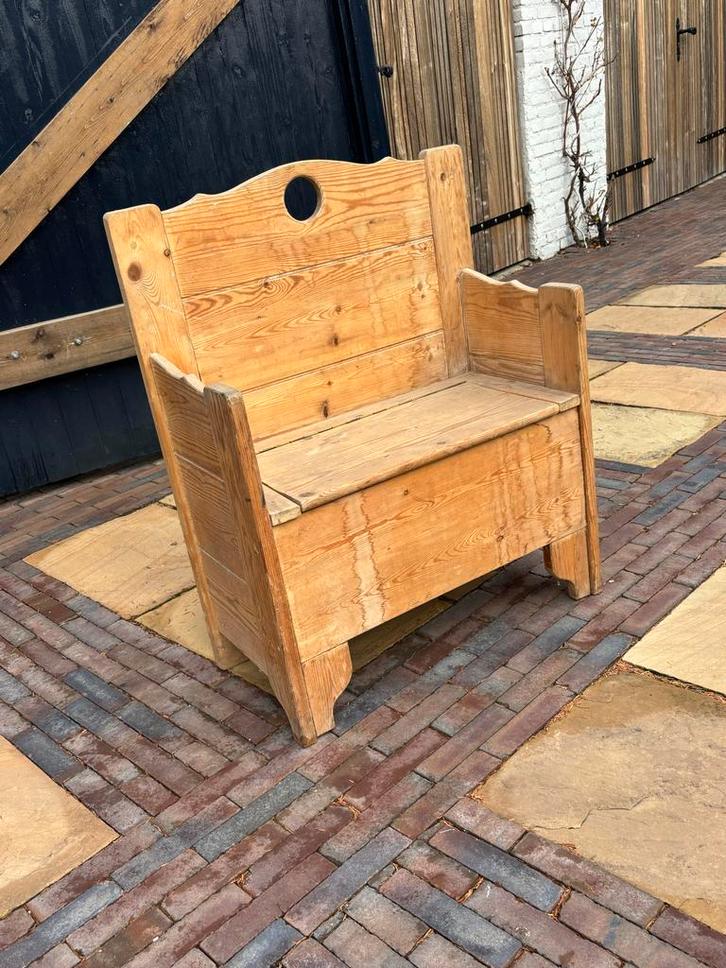 Grenen Bankje met Opbergruimte - 69x33x82,5 cm, Antiek en Kunst, Antiek | Meubels | Stoelen en Banken, Ophalen of Verzenden