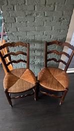 Set van 4 vintage houten stoelen met biezen zitting, Huis en Inrichting, Stoelen, Ophalen of Verzenden