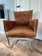 4x Jess lederen eettafel stoelen, cognac, Huis en Inrichting, Stoelen, Ophalen, Bruin, Leer, Zo goed als nieuw