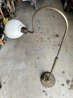 Bronzen vloerlamp met barst in glazen kap, Huis en Inrichting, Lampen | Vloerlampen, Ophalen, Gebruikt, Glas, 150 tot 200 cm
