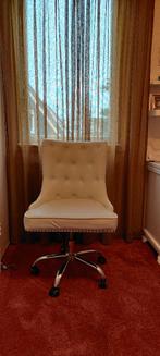 Glamoureuze, luxe, witte Bureaustoel, Huis en Inrichting, Ophalen, Wit, Zo goed als nieuw, Bureaustoel